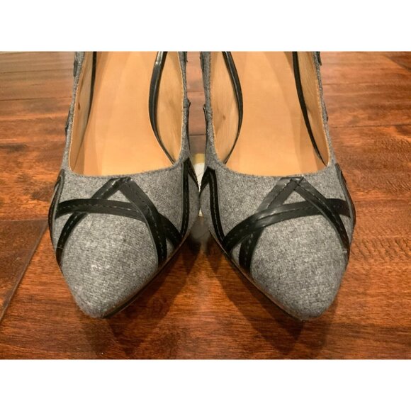 L.A.M.B. Gray Gaili Pointed Toe Platform Heels W/ Black Trim, Size 9 (US) - Picture 3 of 9